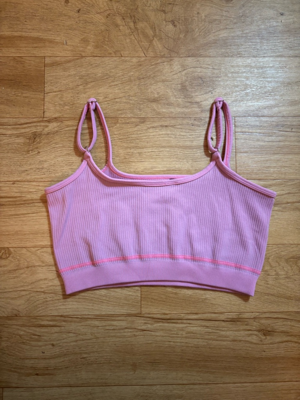 Bo + Tee Pink Ribbed Sports Bra - Picture 3 of 3